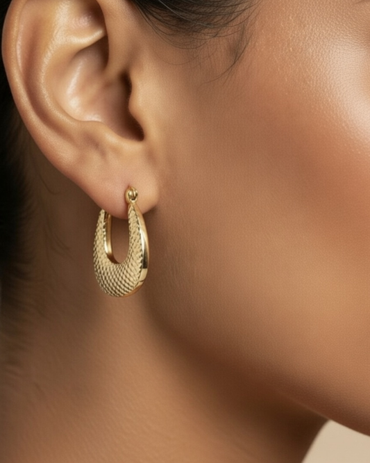 Solika Textured Gold U-Hoops